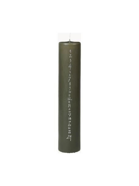 Ručne vyrobená adventná sviečka Rustic, Parafín, Tmavozelená, Ø 5 x V 25 cm