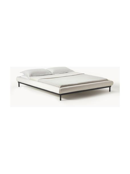 Cama tapizada Meya, Tapizado: tejido finamente texturiz, Estructura: metal con pintura en polv, Tejido beige claro, An 180 x L 200 cm