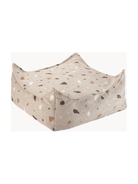 Coussin de sol en bouclette pour enfants fait main Sugar, Bouclette beige, aspect terrazzo, larg. 60 x haut. 60 cm