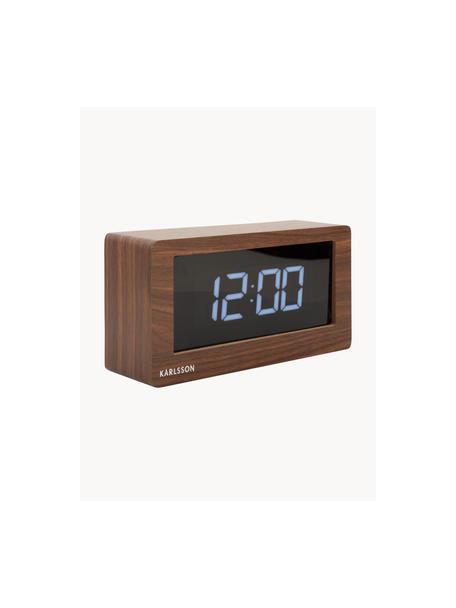 LED hodiny Boxed, Dřevěná dýha, Dřevo, černá, Š 25 cm, V 13 cm