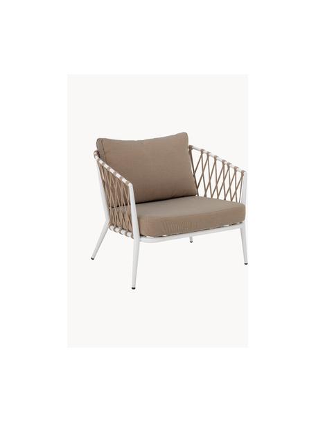 Fauteuil lounge Cia, Tissu taupe, blanc, larg. 72 x prof. 78 cm