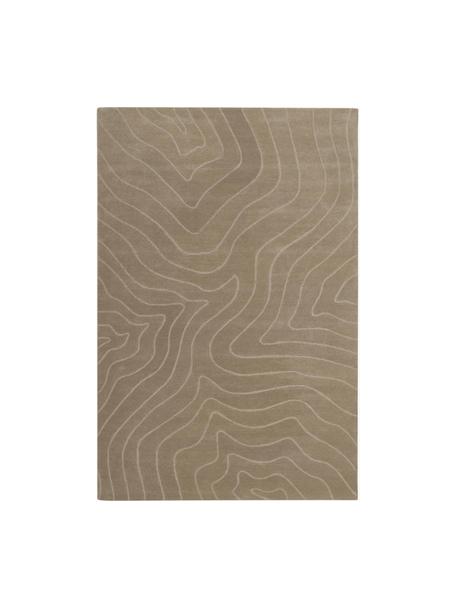 Wollen vloerkleed Aaron in taupe, handgetuft, Onderzijde: 100% katoen Bij wollen vl, Taupe, B 200 x L 300 cm (maat L)