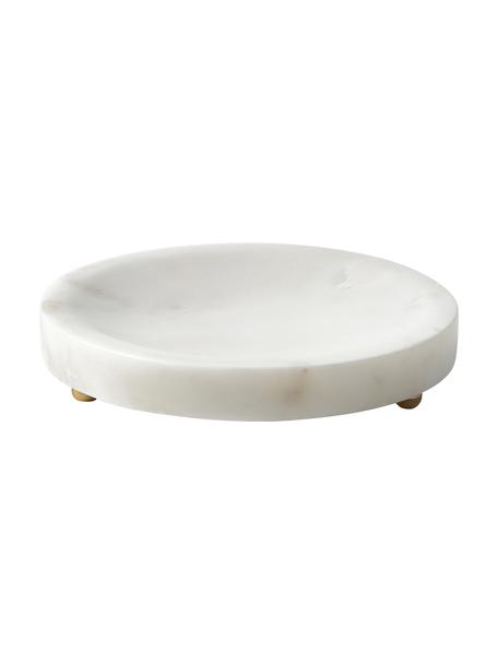 Coupelle décorative en marbre Selina, Marbre, métal, Blanc, marbré, or, Ø 14 x haut. 3 cm