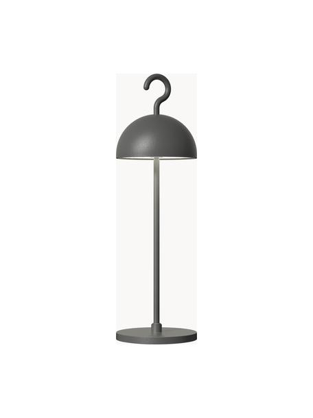 Kleine mobiele LED outdoor tafellamp Hook, dimbaar, Lamp: gecoat aluminium, Donkergrijs, Ø 11 x H 36 cm