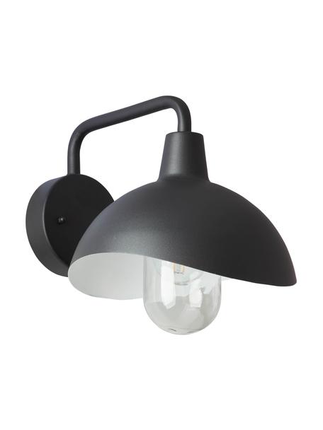 Outdoor wandlamp Rancio met glazen lampenkap, Lampenkap: glas, Zwart, transparant, B 26 x H 23 cm