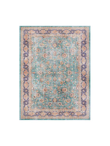 Loper Keshan Maschad in oosterse stijl, 100% polyester, Turquoise, meerkleurig, B 120 x L 160 cm (maat S)