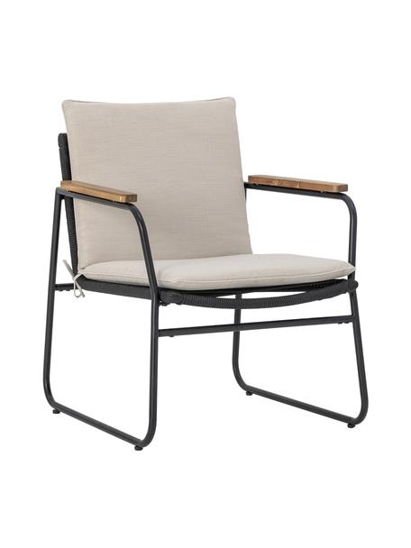Poltroncina da giardino Hampton, Rivestimento: tessuto, Struttura: metallo rivestito, Tessuto beige, nero, Larg. 65 x Prof. 68 cm