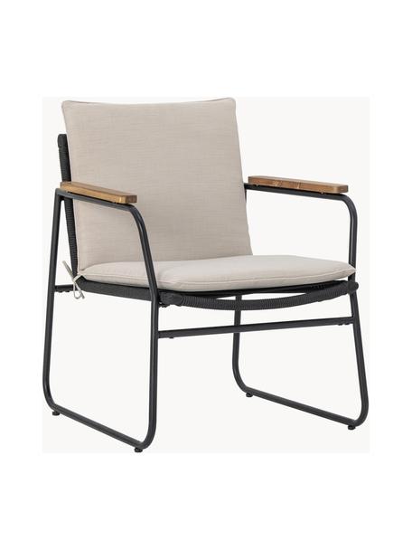 Poltroncina da giardino Hampton, Rivestimento: tessuto, Struttura: metallo rivestito, Tessuto beige, nero, Larg. 65 x Prof. 68 cm