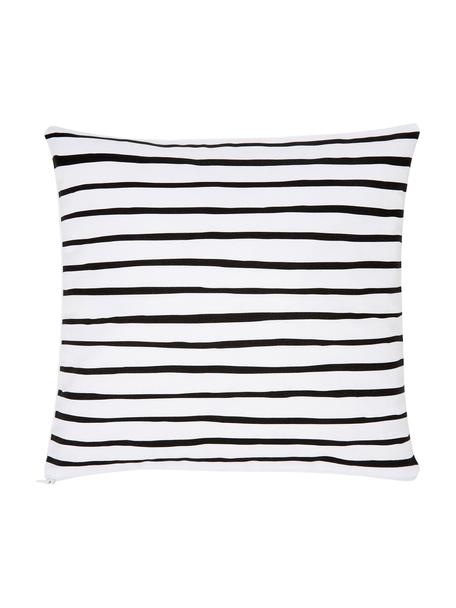 Federa arredo a righe color nero/bianco Ola, 100% cotone, Nero, bianco, rigato, Larg. 40 x Lung. 40 cm