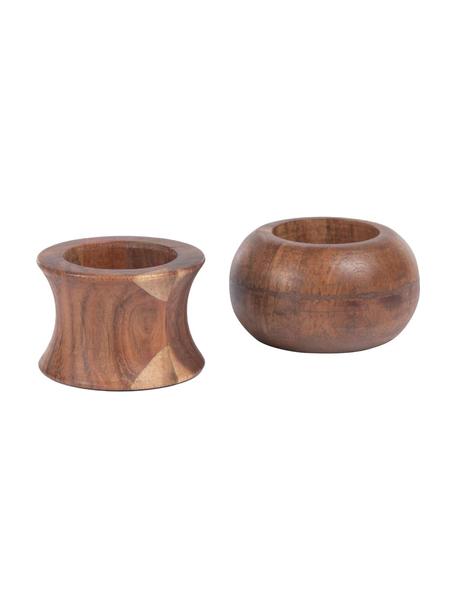 Ronds de serviette de table en bois d'acacia Tamer, 2 élém., Bois d'acacia, massif, Bois d'acacia, Lot de différentes tailles