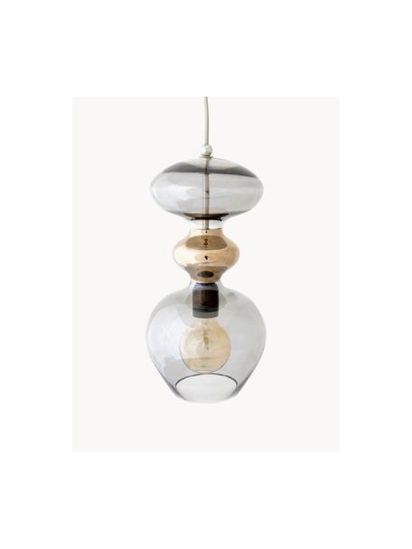 Kleine hanglamp Futura, mondgeblazen, Lampenkap: mondgeblazen glas, Lichtgrijs, goudkleurig, transparant, Ø 18 x H 37 cm
