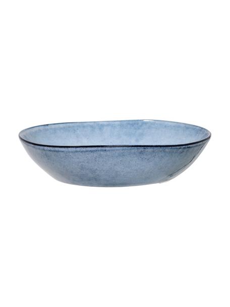 Assiette creuse rustique en grès Sandrine, Ø 22 cm, Grès cérame, Tons bleus, Ø 22 x haut. 5 cm
