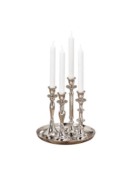 Set de candelabros Zeus, 5 pzas., Aluminio, Plateado, Set de diferentes tamaños
