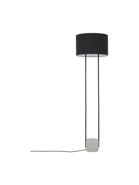 Lámpara de pie de cemento Pipero, Pantalla: tela, Estructura: metal con pintura en polv, Cable: cubierto en tela, Negro, gris, Ø 45 x Al 161 cm