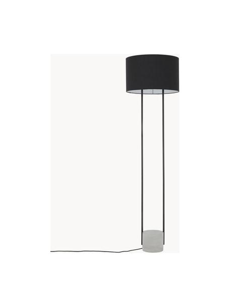 Lámpara de pie de cemento Pipero, Pantalla: tela, Estructura: metal con pintura en polv, Cable: cubierto en tela, Negro, gris, Ø 45 x Al 161 cm