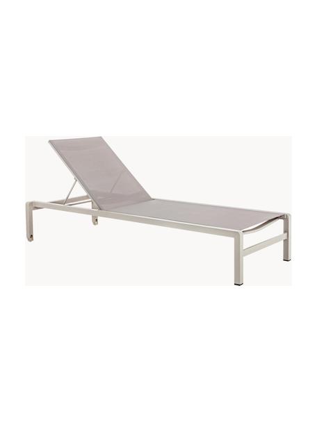 In hoogte verstelbare zonnebed Konnor met wielen, Bekleding: textiel, Frame: gepoedercoat aluminium, Grijs, lichtbeige, B 78 x L 195 cm