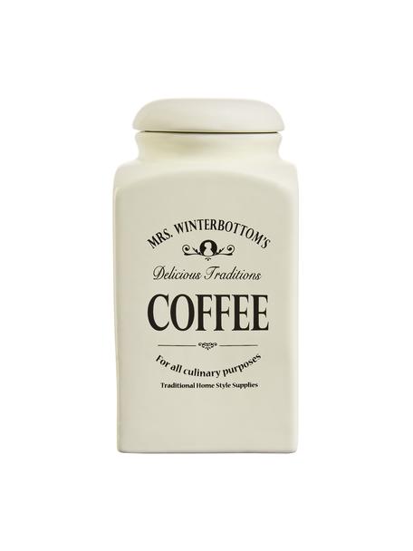 Boîte de rangement Mrs Winterbottoms Coffee, Ø 11 x haut. 21 cm, Grès cérame, Crème, noir, larg. 11 x haut. 21 cm, 1,3 l