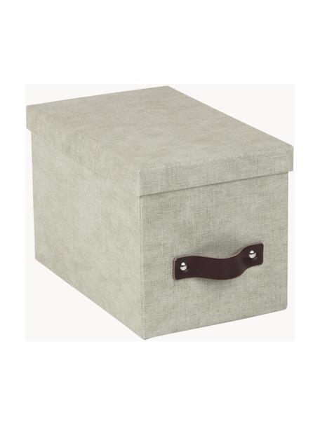 Aufbewahrungsbox Kristina II, 2 Stück, Box: Canvas, fester Karton (10, Griff: Leder, Hellbeige, Braun, B 14 x T 22 cm