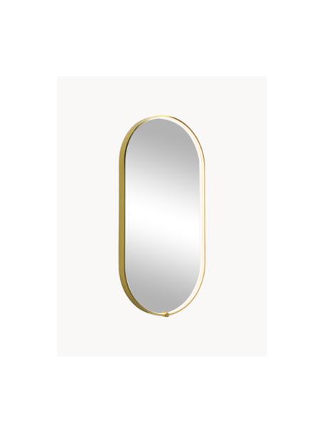 Specchio ovale da parete con illuminazione a LED Avior, Cornice: alluminio rivestito, Superficie dello specchio: vetro a specchio, Dorato, Larg. 45 x Alt. 90 cm