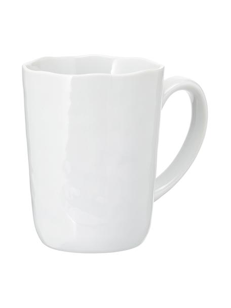Šálek na kávu s nerovným povrchem Porcelino, 6 ks, Porcelán v nerovnoměrném tvaru, Bílá, Ø 8 cm, V 11 cm, 550 ml
