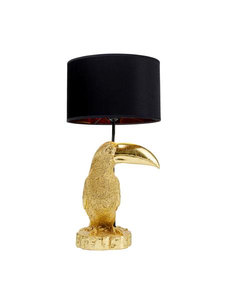 Lámpara de mesa grande Toucan, Estructura: acero pintado, Cable: plástico, Negro, dorado, Ø 38 x Al 70 cm