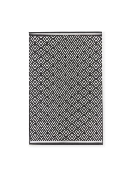 In- & outdoor vloerkleed Milano met grafisch patroon, Bovenzijde: 70% gerecycled polypropyl, Zwart, wit, B 200 x L 300 cm (maat L)