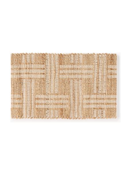 Fussmatte Almir, 70 % Jute, 30 % Baumwolle, Hellbraun, Cremeweiss, B 45 x L 75 cm