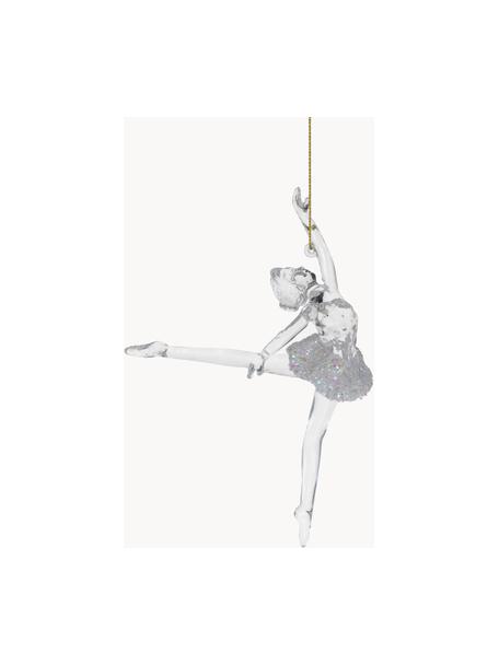 Baumanhänger Ballerina aus Glas, Acrylglas, Transparent, Silberfarben, B 10 x H 15 cm