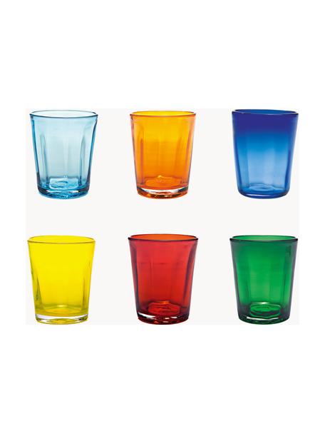 Handgemaakte waterglazen Confezione, set van 6, Glas, Meerkleurig, Ø 9 x H 10 cm, 320 ml