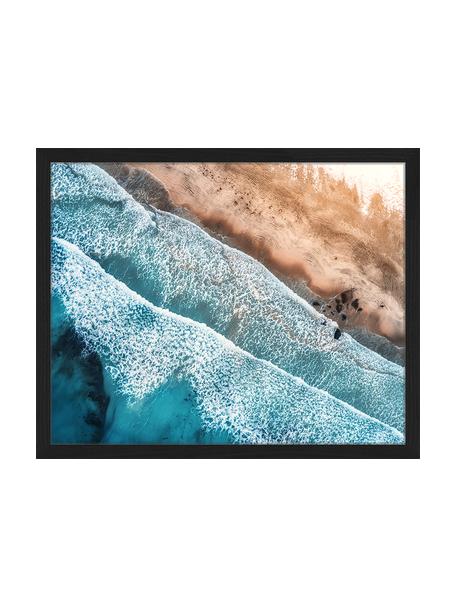 Ingelijste digitale print Aerial View Of Mediterranean Sea, Afbeelding: digitale print op papier,, Lijst: gelakt hout, Multicolour, B 53 cm x H 43 cm