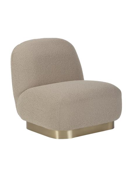 Poltroncina in bouclé Elsie, Rivestimento: bouclé (poliestere) Il ri, Struttura: compensato, Bouclé taupe, dorato, Larg. 77 x Prof. 84 cm