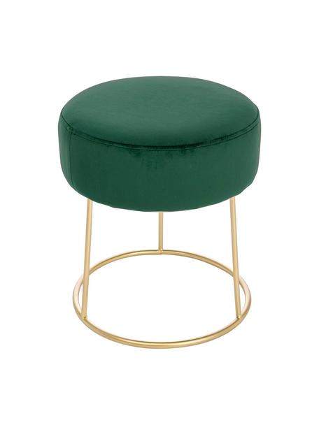 Kulatá sametová stolička Clarissa, Potah: zelená Podstava: zlatá, Ø 35 cm, V 40 cm