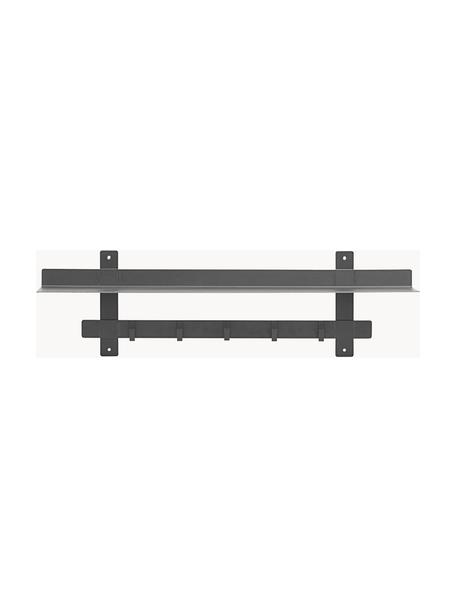 Estante de pared de metal Tag, 5 ganchos, Metal recubierto, Negro, An 80 x Al 23 cm