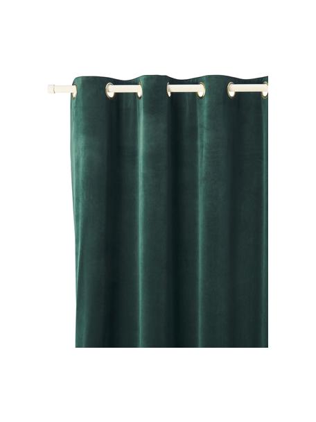 Sametové zatemňovací závěsy s kroužky Rush, 2 ks, 100% polyester (recyklovaný), Tmavě zelená, Š 135 cm, D 260 cm