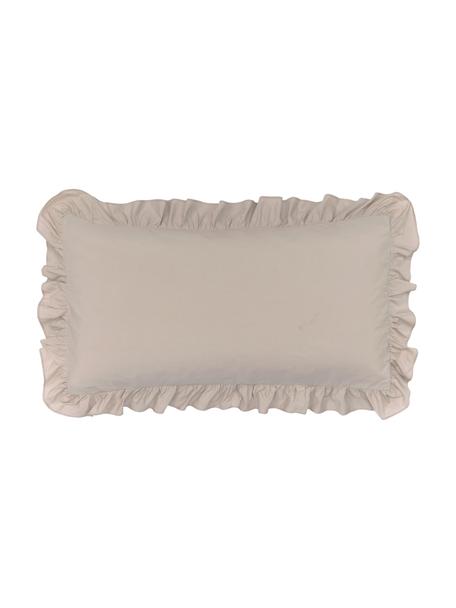 Taie d'oreiller 50x70 beige en coton lavé à volants Florence, 2 pièces, Beige, 50 x 70 cm