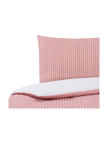 Dubbelzijdig dekbedovertrek Besso, Katoen, Bovenzijde: roze, wit. Onderzijde: wit, 140 x 200 cm
