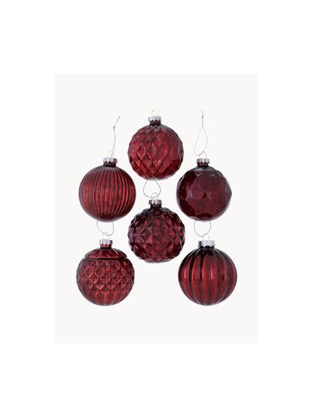 Set de bolas de Navidad Vilentia, 12 uds., Vidrio tintado, Rojo, Ø 9 x Al 9 cm
