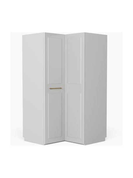 Armario esquinero modular Charlotte, 2 puertas (115 cm), Estructura: tablero aglomerado revest, Gris, Esquinero (An 115 x Al 200 cm)