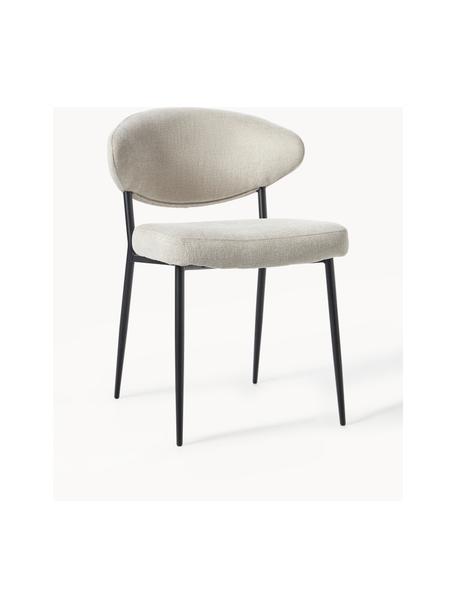 Gestoffeerde stoelen Adele, 2 stuks, Bekleding: 95% polyester, 5% nylon M, Frame: gepoedercoat metaal, Geweven stof lichtbeige, B 54 x D 57 cm