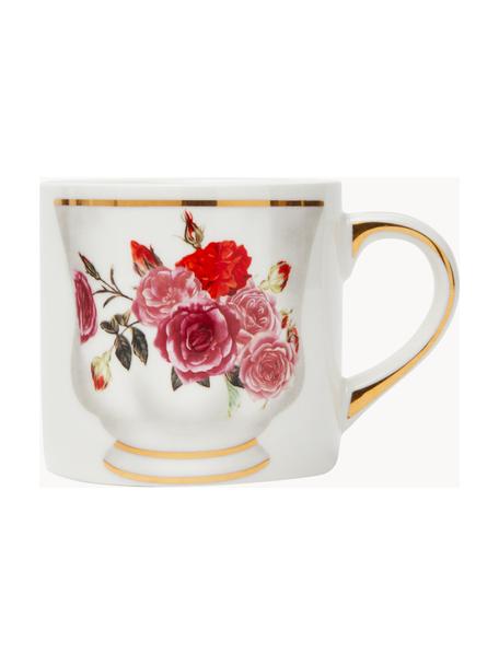 Tazza di design in porcellana Granny, Porcellana, Bianco latte, rosa, Ø 8 x Alt. 7 cm, 200 ml