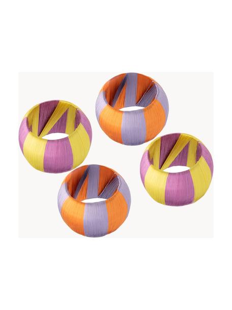 Serviettenringe Violette, 4er-Set, Viskose, Kunststoff, Lila, Lavendel, Hellgelb, Orange, Ø 5 cm