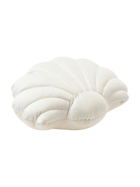 Zamatový vankúš v tvare mušle Shell, Krémovobiela, Š 32 x D 27 cm