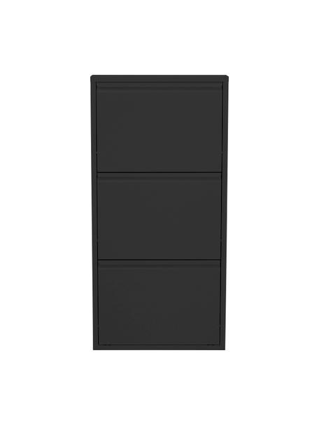 Zapatero de pared Caruso, 3 compartimentos, Acero con pintura en polvo, Negro, An 50 x Al 103 cm