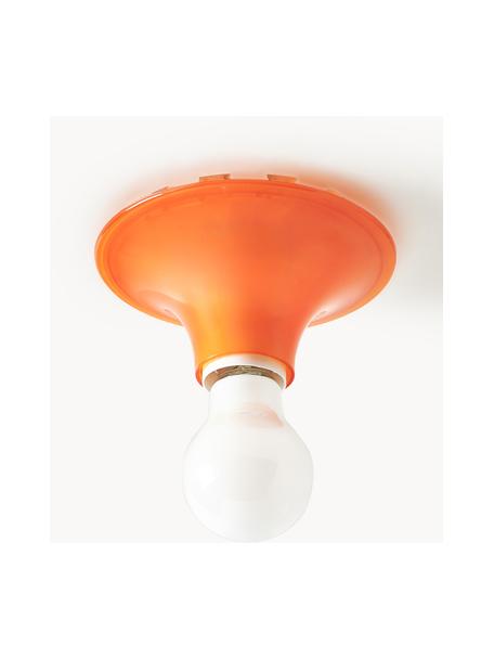 Kleine plafondlamp Teti, Polycarbonaat, Oranje, Ø 14 x H 7 cm