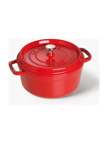 Cocotte redonda de hierro fundido La Cocotte, Hierro fundido esmaltado, Rojo, plateado, Ø 24 cm x Al 15 cm, 3.8 L