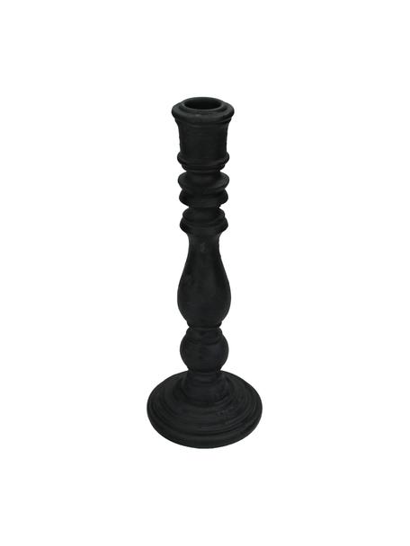 Bougeoir noir Diana, Polyrésine, Noir, Ø 9 x haut. 24 cm