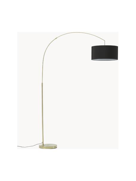 Lámpara arco grande Niels, Pantalla: tela, Cable: cubierto en tela, Latón, negro, An 157 x Al 218 cm