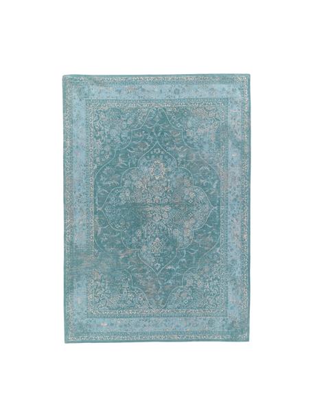 Vintage chenille vloerkleed Palermo in turquoise, Turquoise, lichtblauw, patroon, B 120 x L 180 cm (maat S)