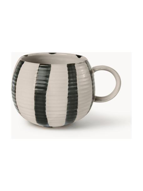 Tasse XL artisanale Serina, Grès cérame, Noir, beige, Ø 11 x 9 cm, 510 ml