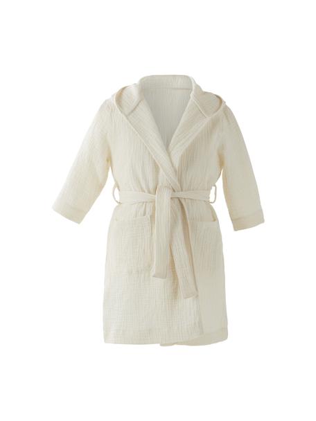 Szlafrok dla dzieci z muślinu bawełnianego Lilia Mini, różne rozmiary, 100% organiczny muślin bawełniany z certyfikatem GOTS, Naturalny biały, 86/92 cm